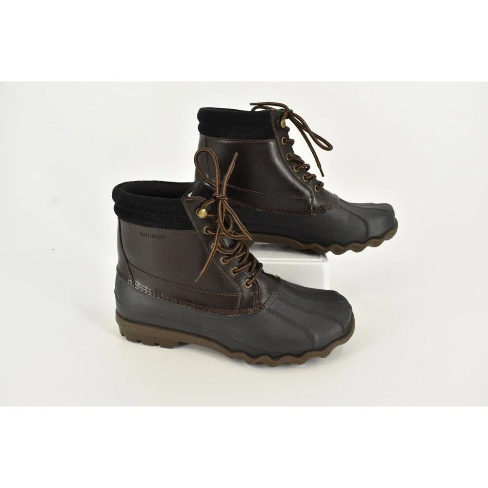 Sperry Top Sider Brewster Mens Brown Leather Waterproof Duck Boots Size 8M